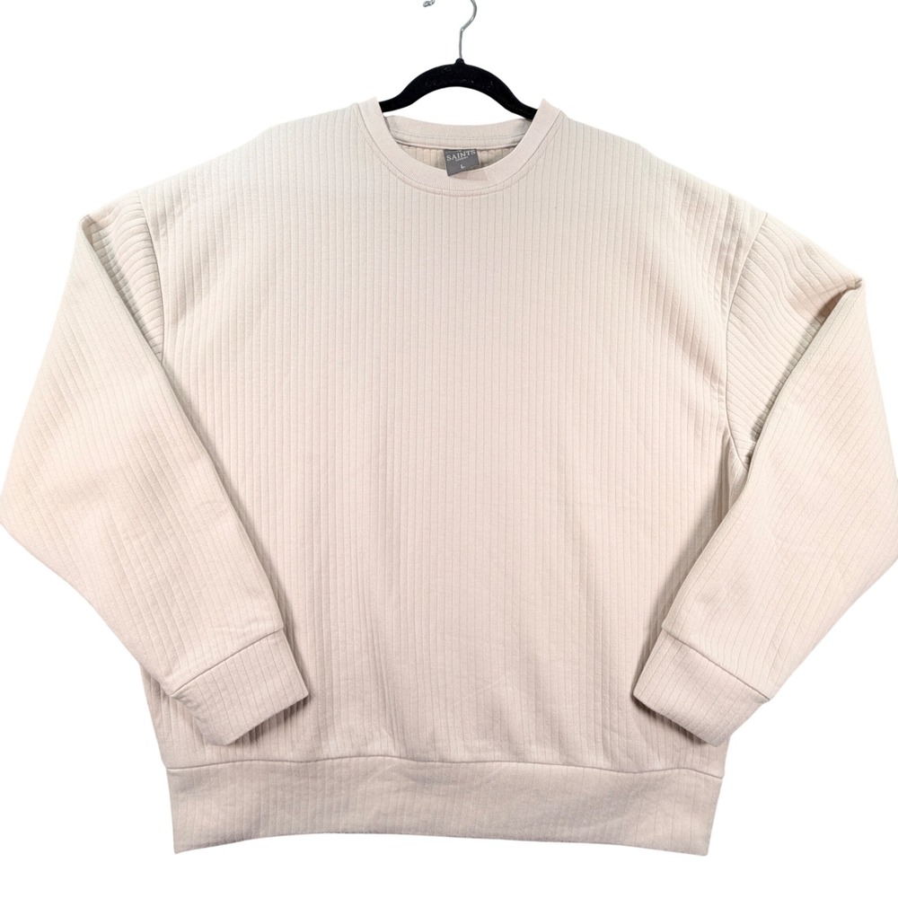 Saints Studio Sweatshirt Ribbed Texture Oversized Large Light Taupe Minimalist